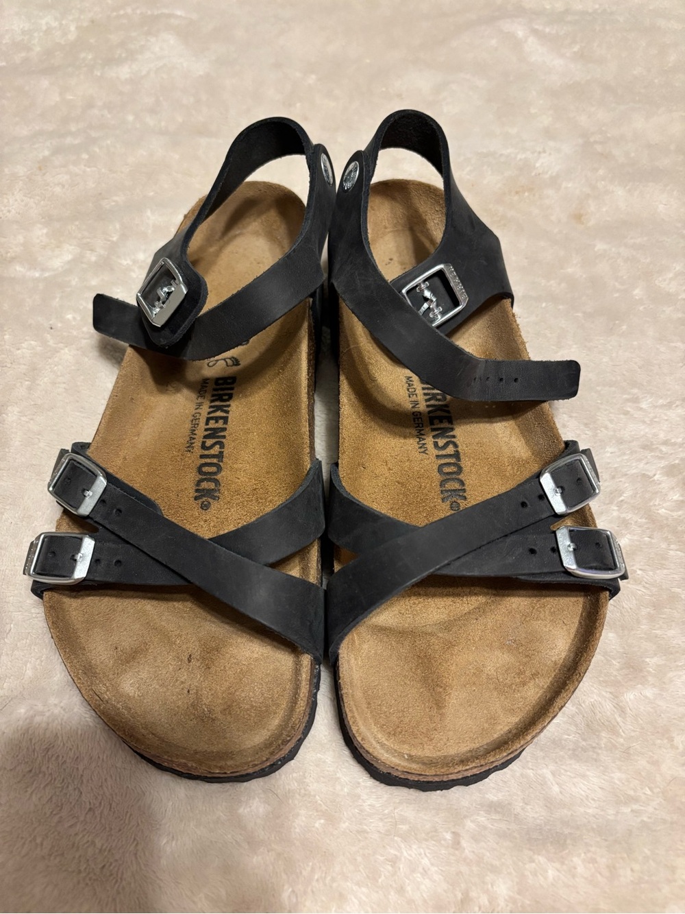 Birkenstock Black oiled leather Kumba Franca Women's Sandals